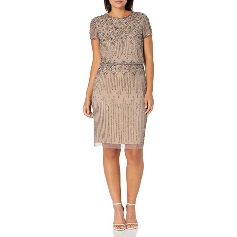 Adrianna Papell Blouson Bead-Embellished Cocktail Dress
